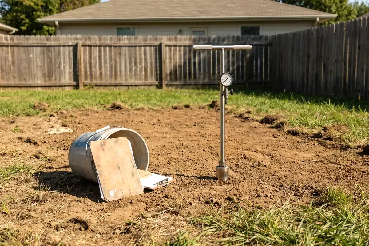 The engineer's check: a compaction probe in the leveled fill