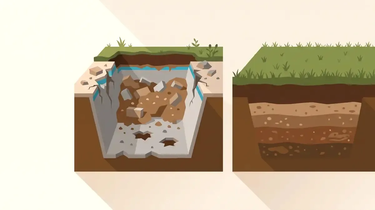 Cross-section of a partial pool removal next to a full pool removal